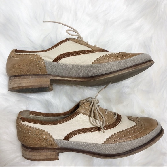 Paola Ferri Shoes - Paola Ferri Oxford Wingtip tan and cream Size 36
